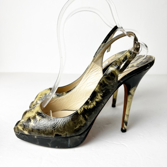 SZ 39 Jimmy Choo Peep Peep Toe Slingback Heels - Picture 9 of 10